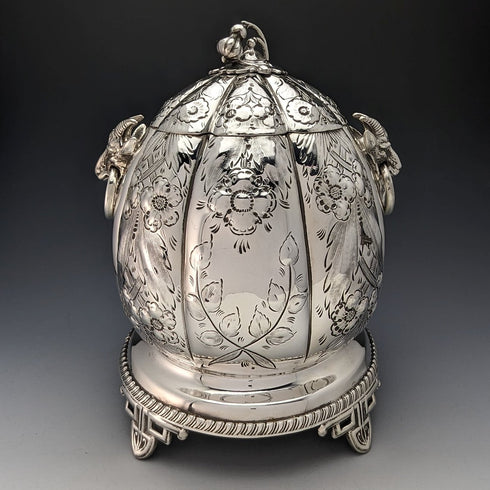 1880年代 英国アンティーク シルバープレート製 クッキージャー George Cutts & Sons