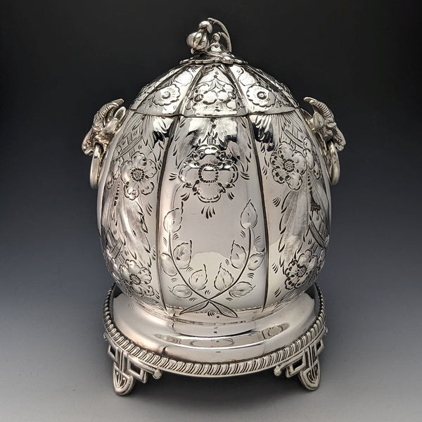 1880's British Antique Silver Plated Cookie Jar George Cutts & Sons