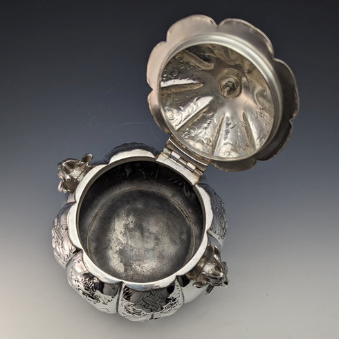 1880年代 英国アンティーク シルバープレート製 クッキージャー George Cutts & Sons