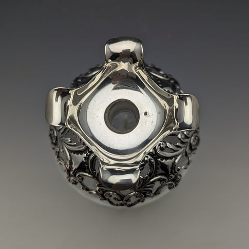 1900 British Antique Sterling Silver Decanter Glug Glug Glass Decanter