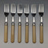 British Vintage Resin Handle Fish Cutlery 6 Pair Set in Wooden Box Cooper Brothers