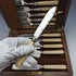 British Vintage Resin Handle Fish Cutlery 6 Pair Set in Wooden Box Cooper Brothers