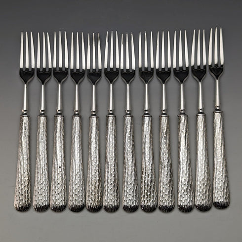 英國復古鍍銀餐具 12 對套裝木盒裝埃爾金頓