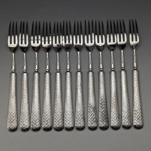 英國復古鍍銀餐具 12 對套裝木盒裝埃爾金頓