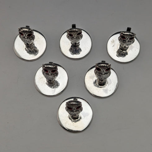Vintage Sterling Silver Owl Shape Menu Holder Set of 6