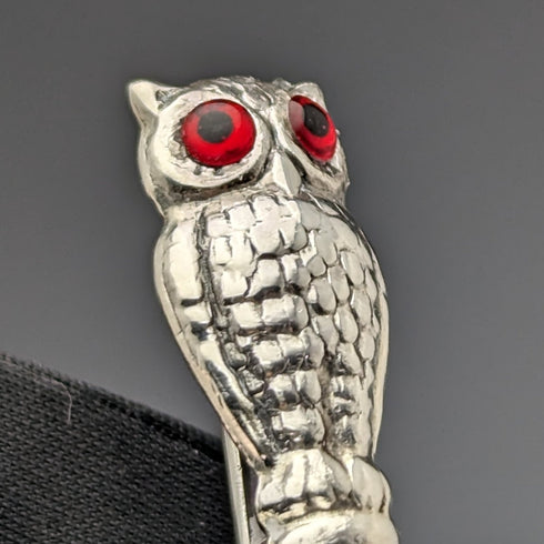 Vintage Sterling Silver Owl Shape Menu Holder Set of 6