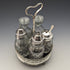 1779 British Antique Sterling Silver & Cut Glass Condiment Set Philip Freeman