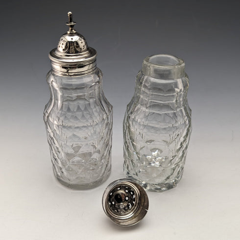 1779 British Antique Sterling Silver & Cut Glass Condiment Set Philip Freeman