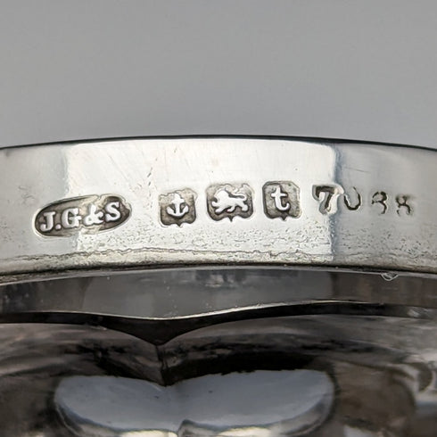 1918年 英国アンティーク ガラス製 純銀装飾 キャンドルスタンド 燭台 John Grinsell & Sons