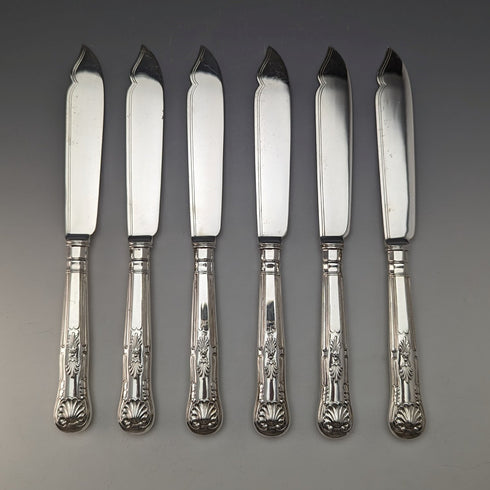 1930年頃 英国ヴィンテージ シルバープレート製 フィッシュカトラリー6ペアセット Hukin & Heath