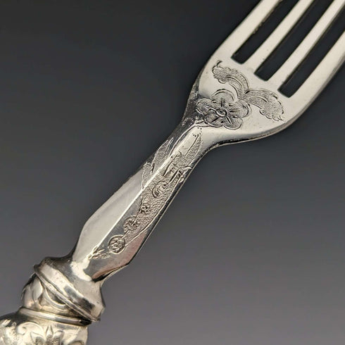 1850年頃 英国アンティーク ソリッドシルバーハンドル カトラリー12ペアセット 木箱入り Martin Hall