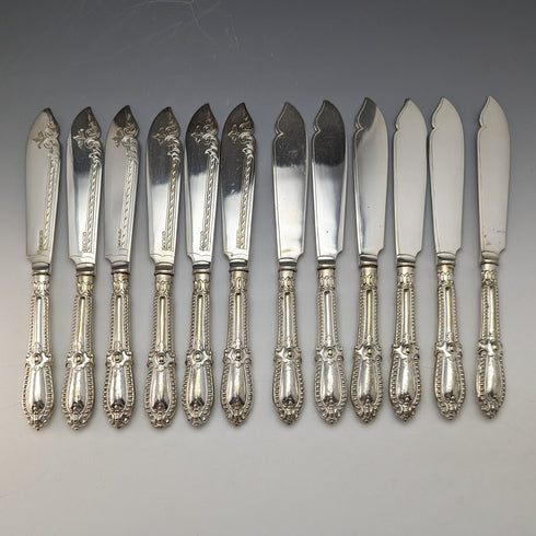 19世紀後半 英国アンティーク シルバープレート製 カトラリー12ペアセット 木箱入り Deykin & Sons