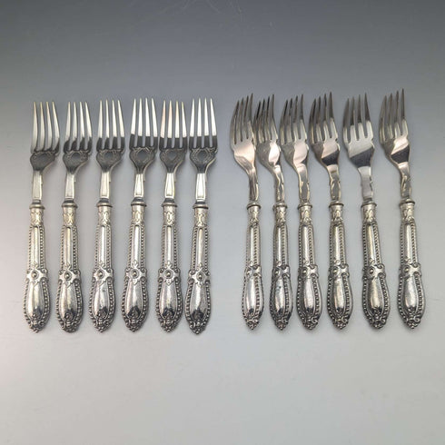 19世紀後半 英国アンティーク シルバープレート製 カトラリー12ペアセット 木箱入り Deykin & Sons