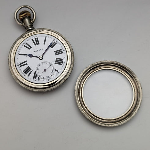 Circa 1914 Antique Zenith large pocket watch, alloy case, in good working order