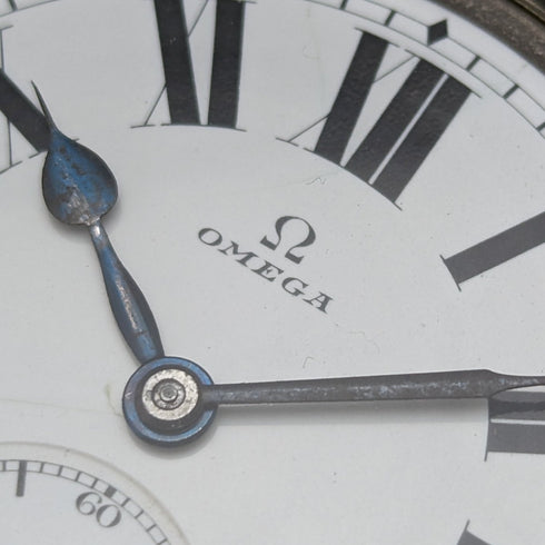 Circa 1910 Antique Omega large pocket watch Alloy case Good working condition