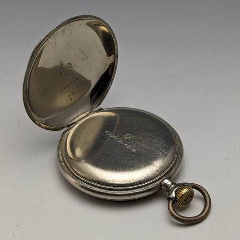 Circa 1910 Antique Omega large pocket watch Alloy case Good working condition