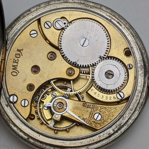 Circa 1910 Antique Omega large pocket watch Alloy case Good working condition