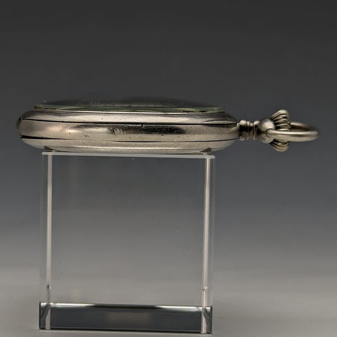 Antique Swiss SOLVIL Chronometer Pocket Watch Silver Side Open Face Good Operation