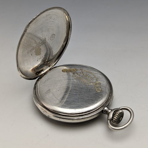 Antique Swiss SOLVIL Chronometer Pocket Watch Silver Side Open Face Good Operation