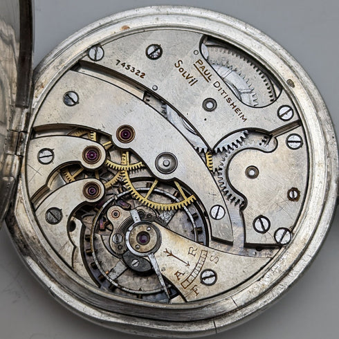 Antique Swiss SOLVIL Chronometer Pocket Watch Silver Side Open Face Good Operation