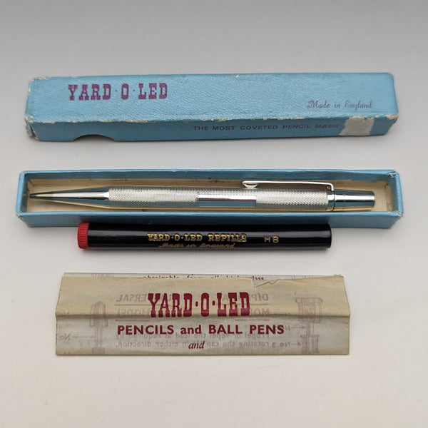 1950 British Vintage Yard O Red Sterling Silver Propelled Pencil with Paper Box and Genuine Refill