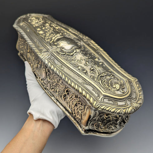 英国ヴィンテージ 真鍮製 大型キャスケット ジュエリーボックス 小物入れ