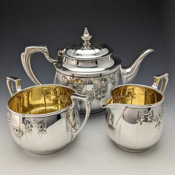 Circa 1921 British Antique Silver Plated Tea Set Elkington