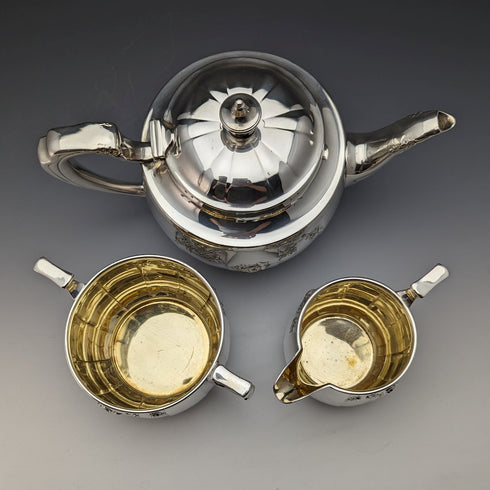 Circa 1921 British Antique Silver Plated Tea Set Elkington