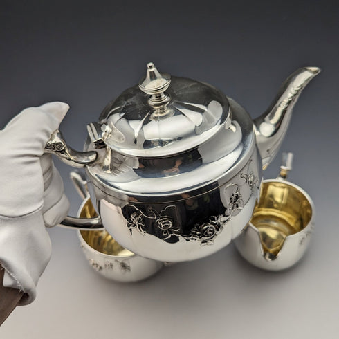 Circa 1921 British Antique Silver Plated Tea Set Elkington