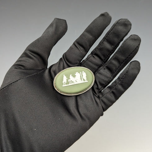 英國復古韋奇伍德綠色碧玉胸針