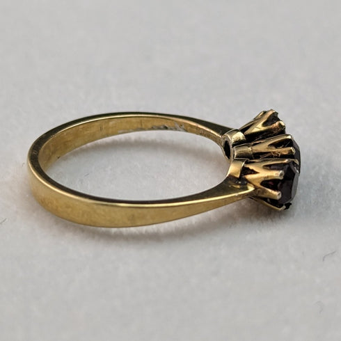 1997 British Vintage Jewelry Garnet Sterling Silver Gilt Ring Ring