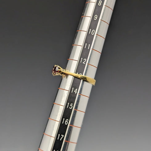 1997 British Vintage Jewelry Garnet Sterling Silver Gilt Ring Ring