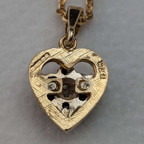 British Vintage K9 Gold & Sapphire Heart Pendant Necklace