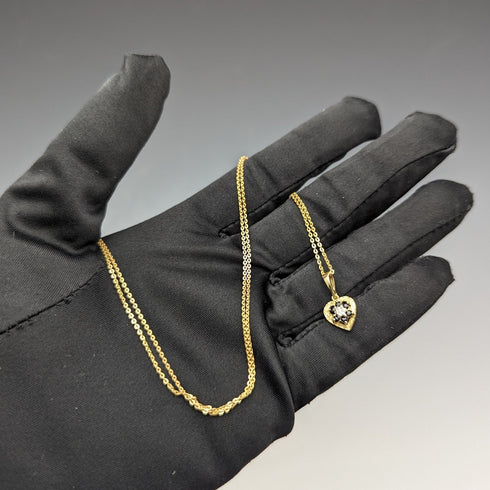 英国ヴィンテージ K9ゴールド&サファイア ハート型ペンダント ネックレス