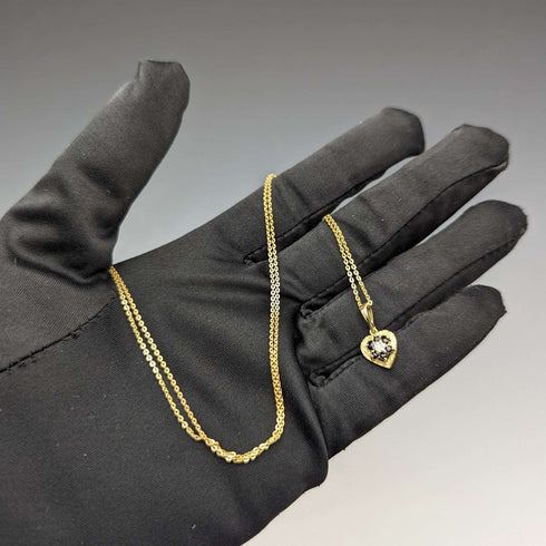 British Vintage K9 Gold & Sapphire Heart Pendant Necklace