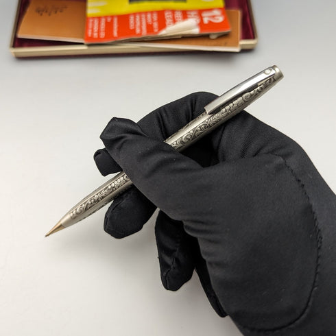 米国ヴィンテージ シェーファー 純銀製 推進式ペンシル 替芯付 ケース入