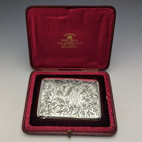 1901年 英国アンティーク 純銀製カードケース 86g ケース入 Stokes & Ireland