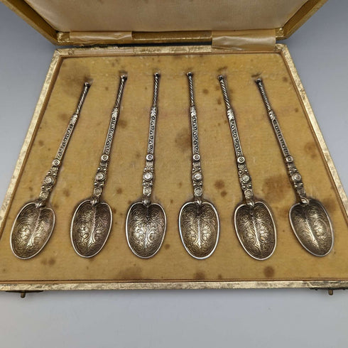 1936年 英国ヴィンテージ 純銀製 アノイティングスプーン 6本セット ケース入