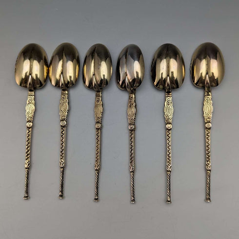 1936年 英国ヴィンテージ 純銀製 アノイティングスプーン 6本セット ケース入
