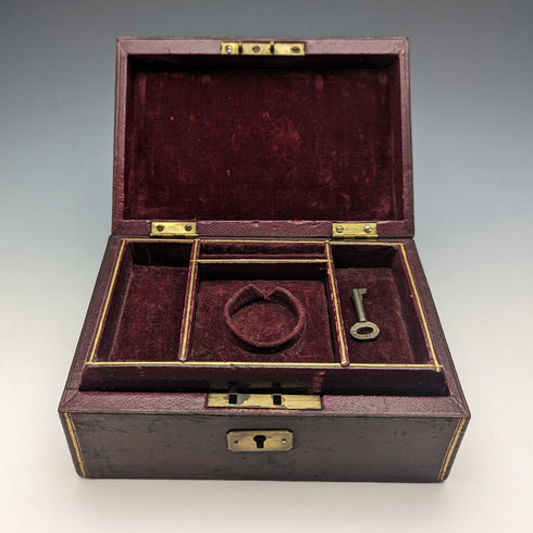 英国アンティーク レザー張り 懐中時計&ジュエリーボックス 小物入れ