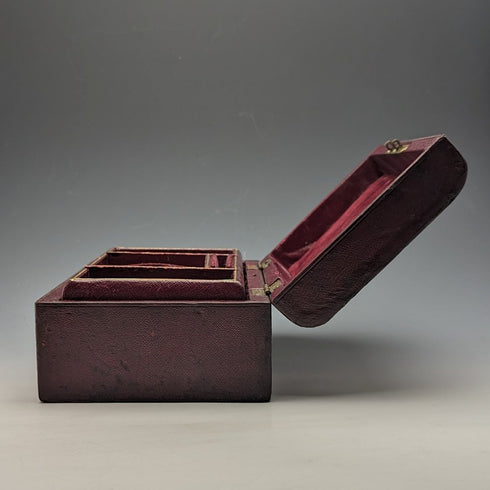 英国アンティーク レザー張り 懐中時計&ジュエリーボックス 小物入れ