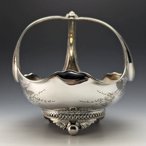 約 1880 年英國古董鍍銀籃亨利·阿特金兄弟