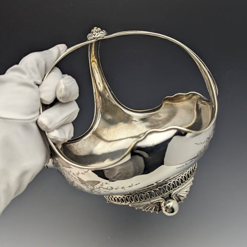 約 1880 年英國古董鍍銀籃亨利·阿特金兄弟