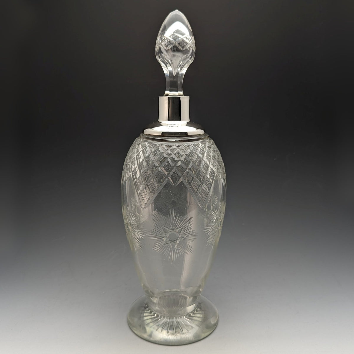 1910年 英国アンティーク 純銀装飾 ガラスデキャンタ Deakin u0026 Sons