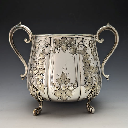 英国アンティーク シルバープレート製 シュガーボウル&クリームジャグ