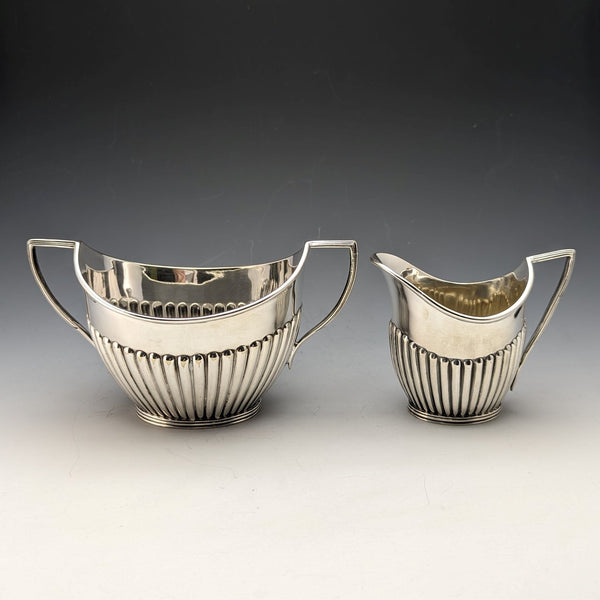 Circa 1905 British Antique Silver Plated Sugar Bowl & Cream Jug Mappin & Webb