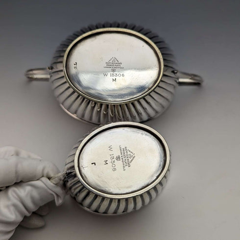 1905年頃 英国アンティーク シルバープレート製 シュガーボウル&クリームジャグ Mappin & Webb