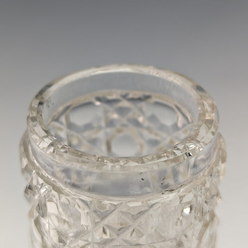 Late 19th century British antique cut glass jar with silver plated lid