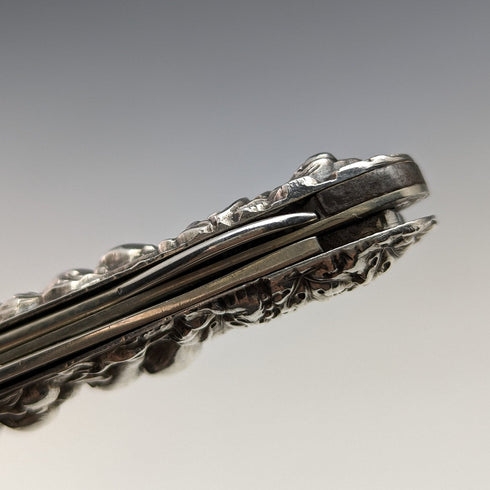 20世紀初頭 米国アンティーク 純銀製 フルーツナイフ&ピック 浮き彫り彫刻