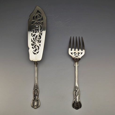 19世紀後半 英国アンティーク シルバープレート製 フィッシュサーバーセット